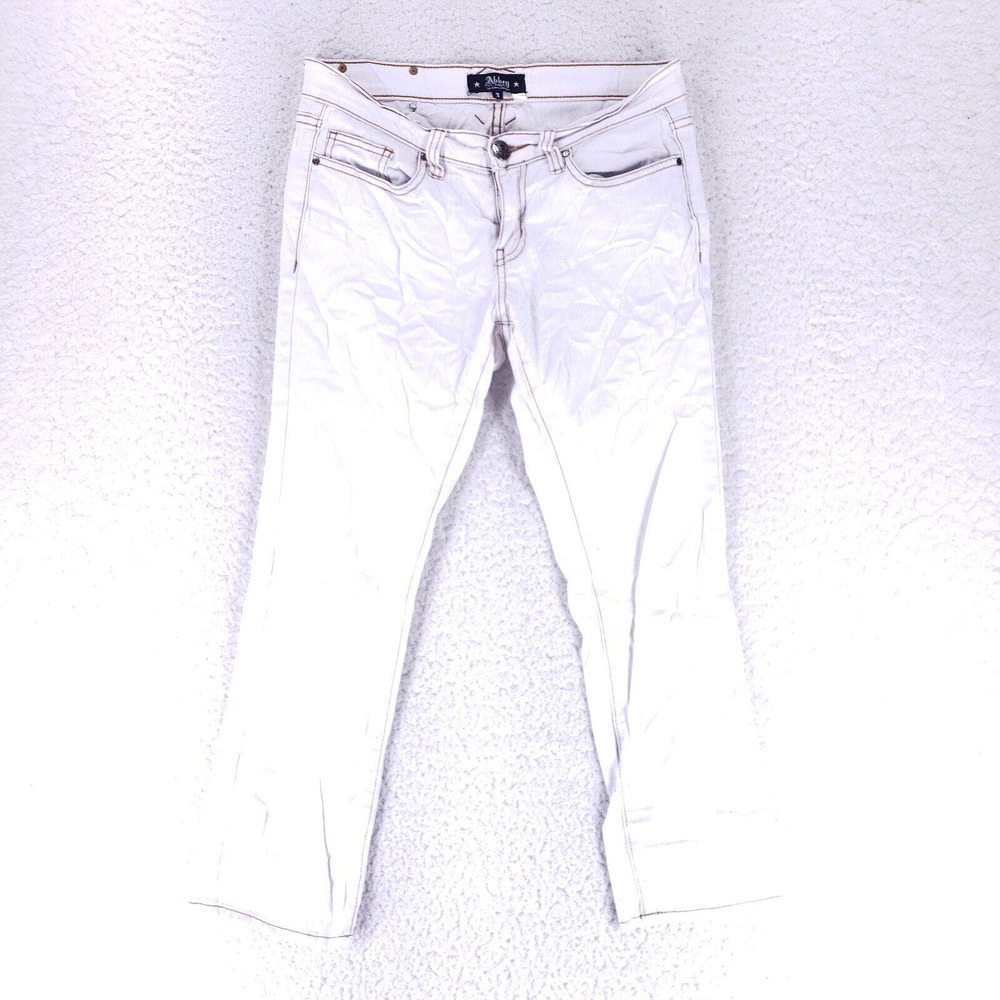 Abbey Dawn Jean Denim Cotton Women SZ 3 White Straight Stretch VTG Mid Rise Slim